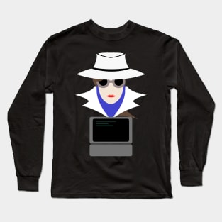 Lady White (Cauc W/Computer): A Cybersecurity Design Long Sleeve T-Shirt